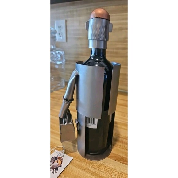 H&K Steel Sculpt￼ure Wine Bottle Holder-Carpenter-Handmade Ltd. Edition - Picture 4 of 11